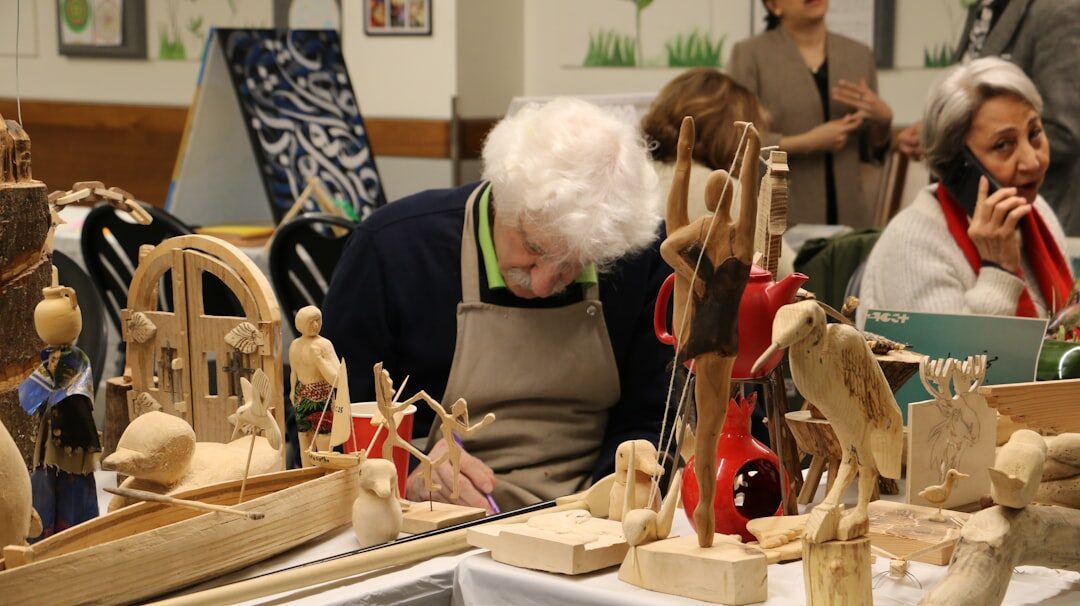 Seniors participating in a creative arts and crafts workshop