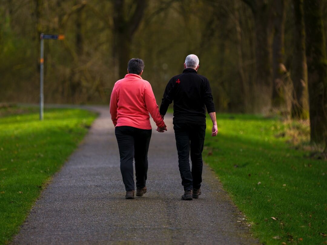 seniors walking in park
