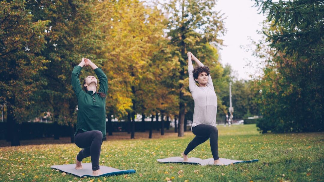 elderly people exercising outdoors